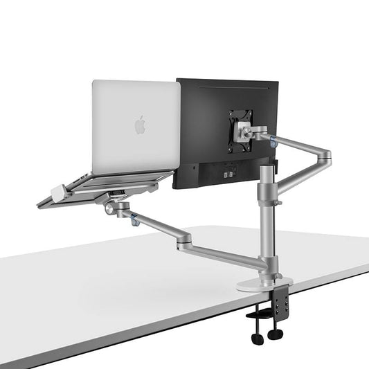 Articulated arm support for laptop and monitor