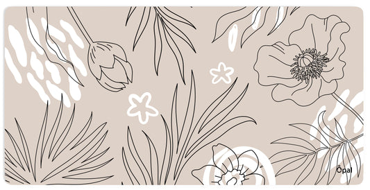 Beige and Black Line Art Flowers and Plants DESK PAD -WATERPROOF 90x40 cm