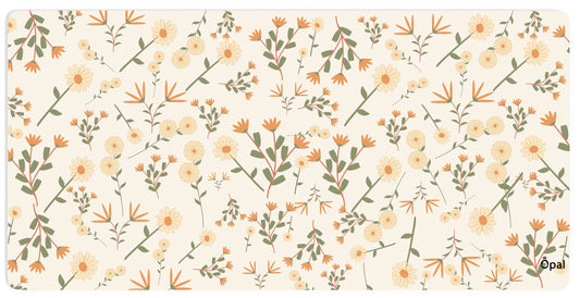 Beige and Green Modern Aesthetic Flower DESK PAD